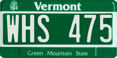 VT license plate WHS475