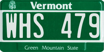 VT license plate WHS479