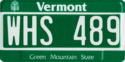 VT license plate WHS489