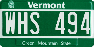 VT license plate WHS494