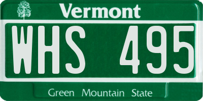 VT license plate WHS495