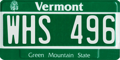 VT license plate WHS496