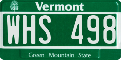 VT license plate WHS498