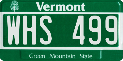 VT license plate WHS499