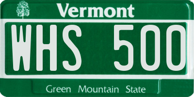 VT license plate WHS500