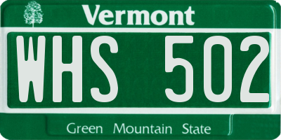 VT license plate WHS502