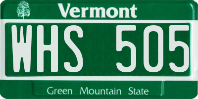 VT license plate WHS505