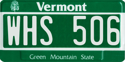 VT license plate WHS506