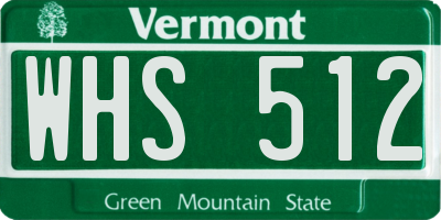 VT license plate WHS512