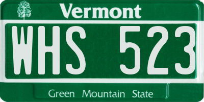 VT license plate WHS523