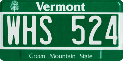 VT license plate WHS524