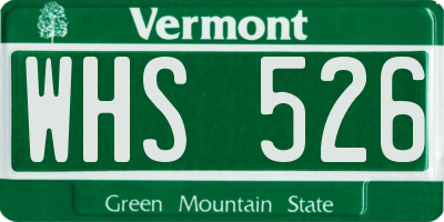 VT license plate WHS526