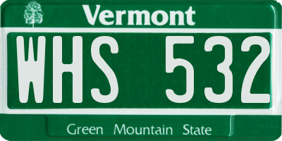 VT license plate WHS532