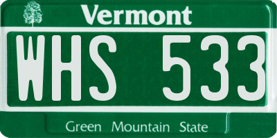 VT license plate WHS533