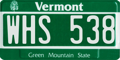 VT license plate WHS538
