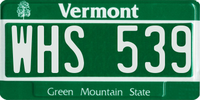 VT license plate WHS539
