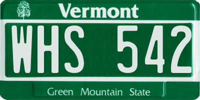 VT license plate WHS542