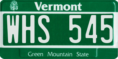 VT license plate WHS545