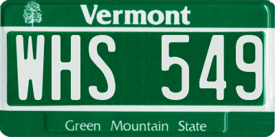 VT license plate WHS549
