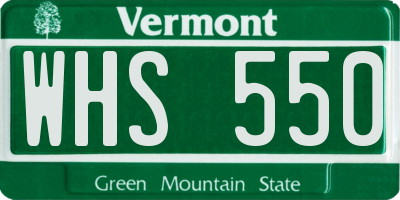 VT license plate WHS550