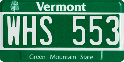 VT license plate WHS553