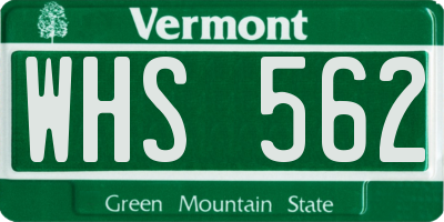 VT license plate WHS562