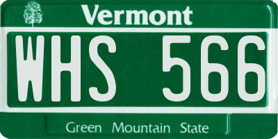 VT license plate WHS566