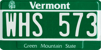VT license plate WHS573