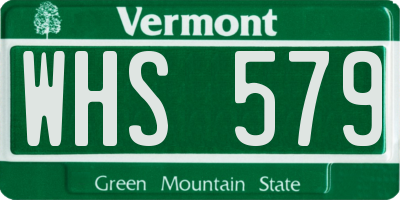 VT license plate WHS579