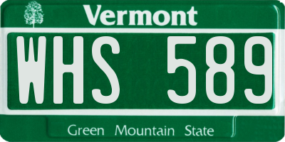 VT license plate WHS589