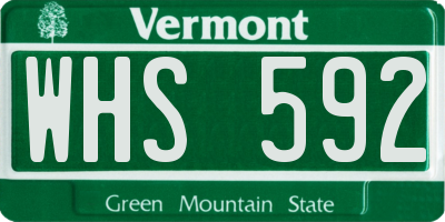 VT license plate WHS592