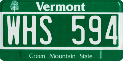 VT license plate WHS594