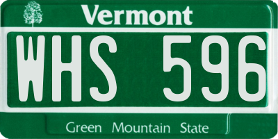 VT license plate WHS596
