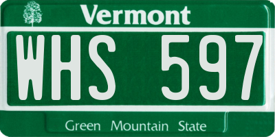 VT license plate WHS597