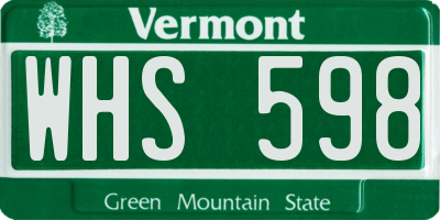 VT license plate WHS598