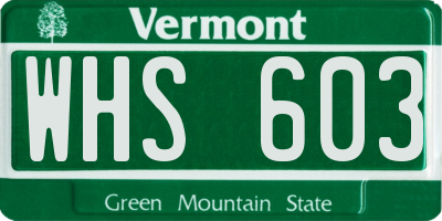 VT license plate WHS603