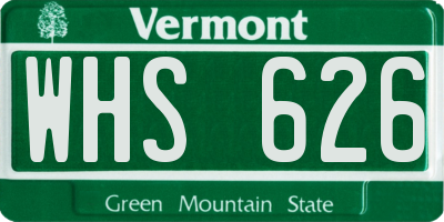 VT license plate WHS626