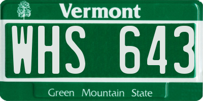 VT license plate WHS643