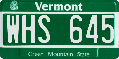 VT license plate WHS645