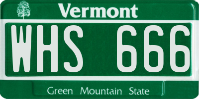 VT license plate WHS666