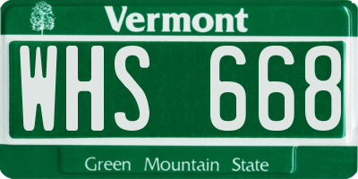 VT license plate WHS668