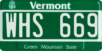 VT license plate WHS669