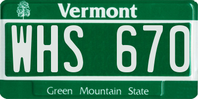 VT license plate WHS670