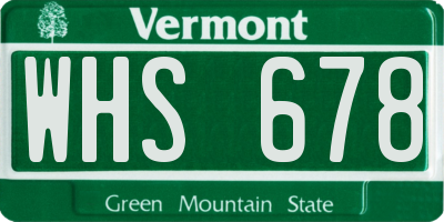 VT license plate WHS678