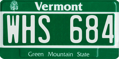 VT license plate WHS684