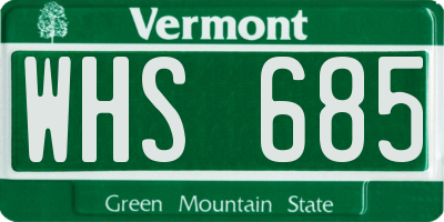 VT license plate WHS685