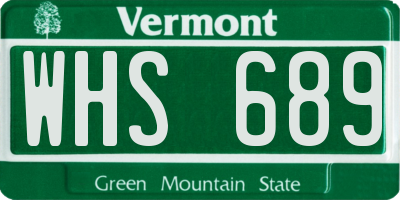 VT license plate WHS689