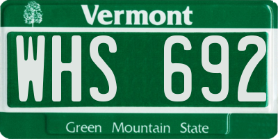 VT license plate WHS692