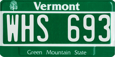 VT license plate WHS693