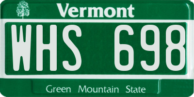 VT license plate WHS698